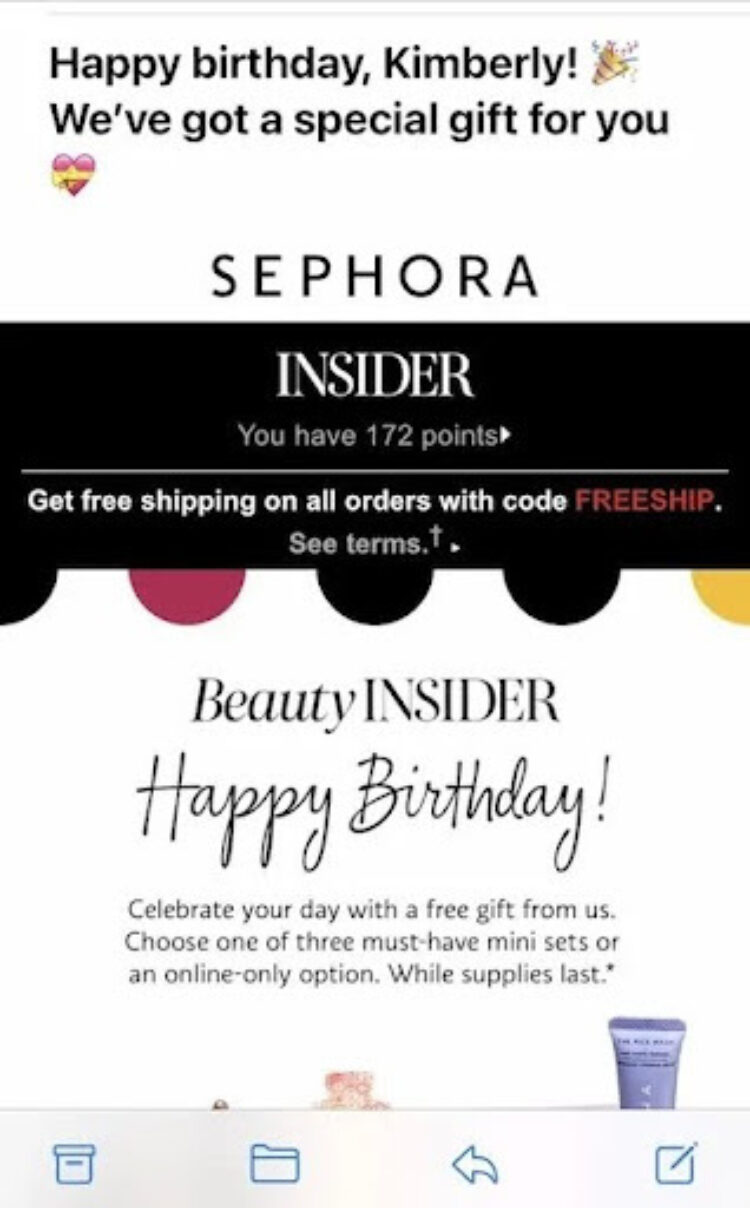 Sephora birthday message